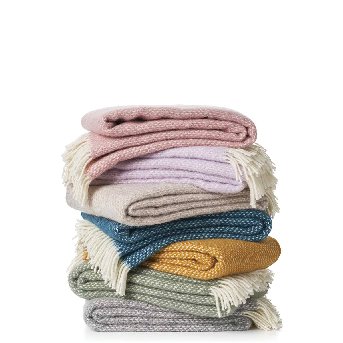 Preppy Brushed Lambswool Throw, Beige Melange