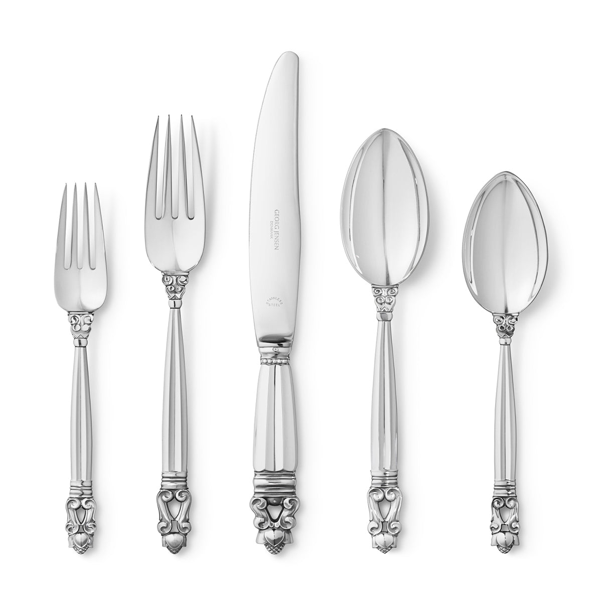 Georg Jensen Acorn北欧アンティークシルバーディナーフォーク2本