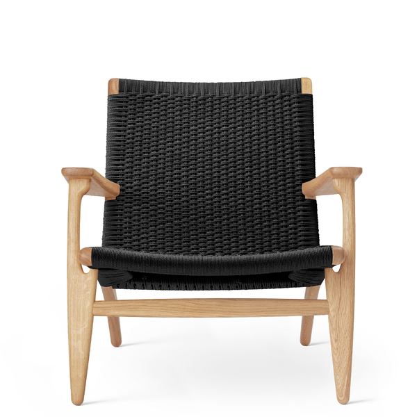 Hans Wegner CH25 Easy Chair, Oiled Oak, Black Paper Cord Seat