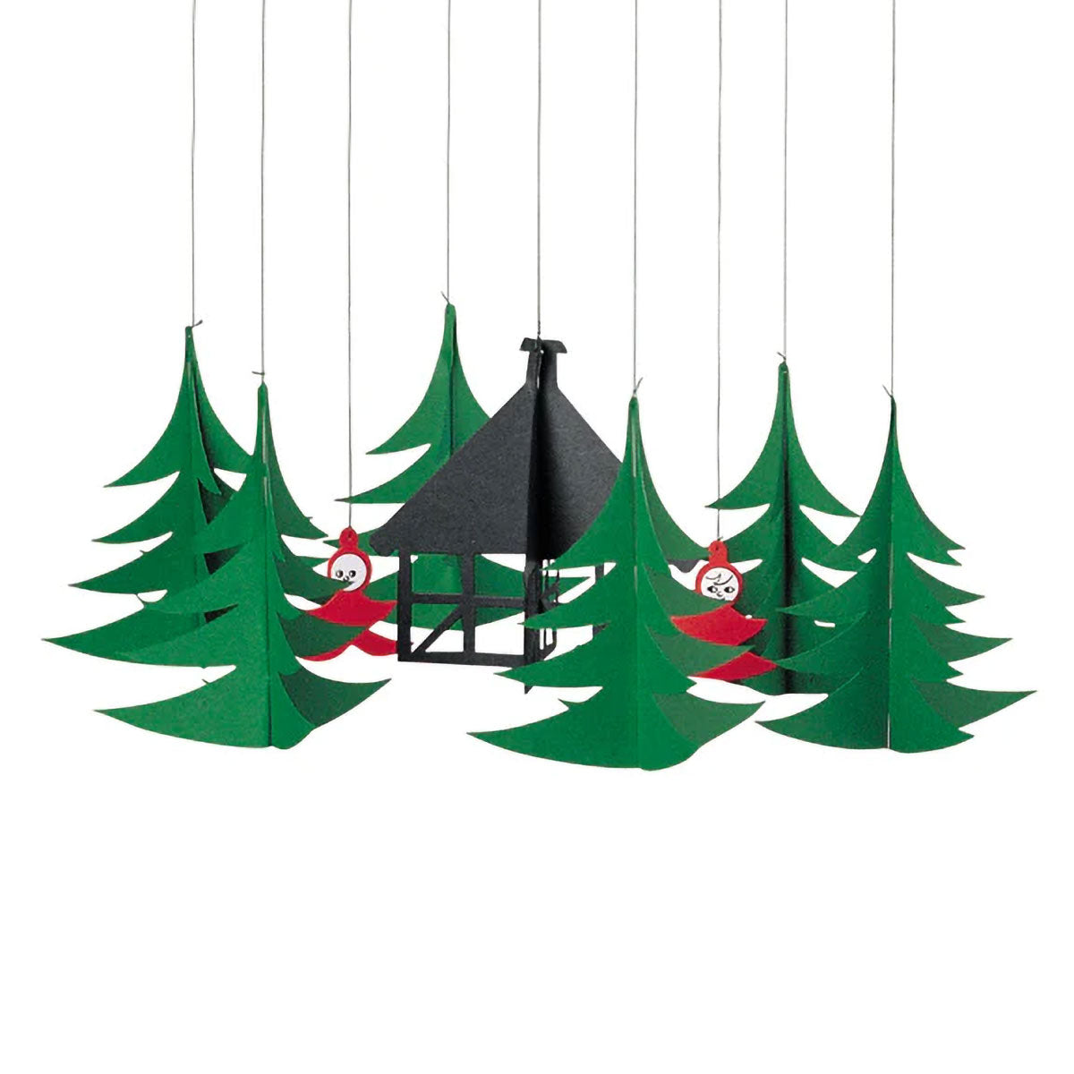 Flensted Mobiles Christmas Tree Hanging Mobile - Handmade In Denmark, 6 Trees, 17 Inches, Ceiling Decor