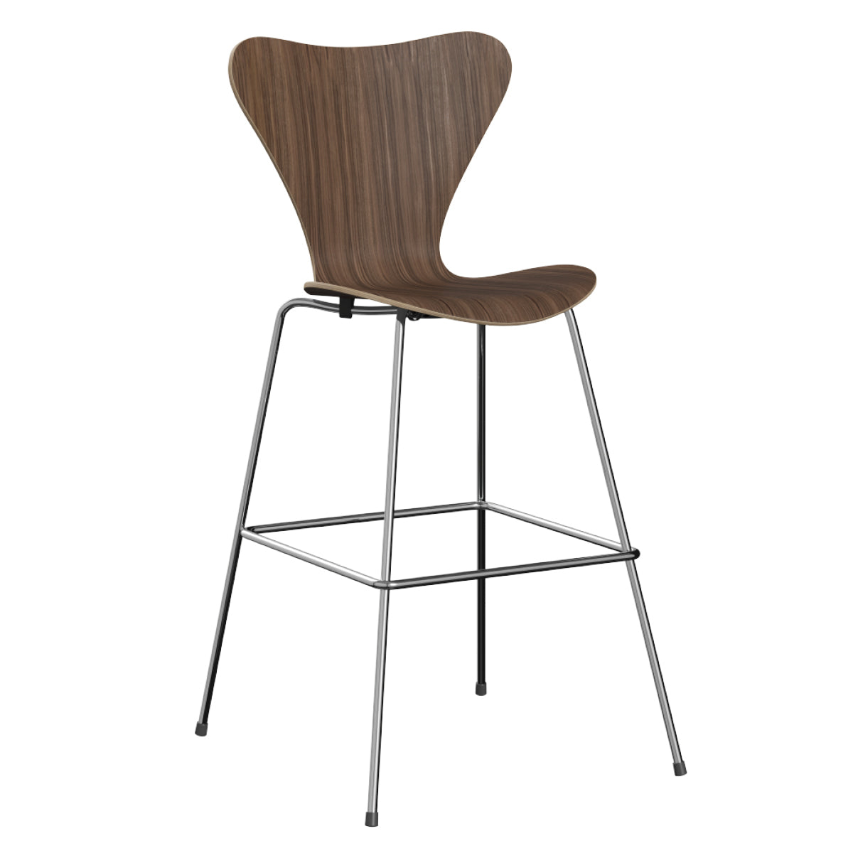 Fritz Hansen Series 7 Stool in Brown/Silver, Size Bar: 29.9
