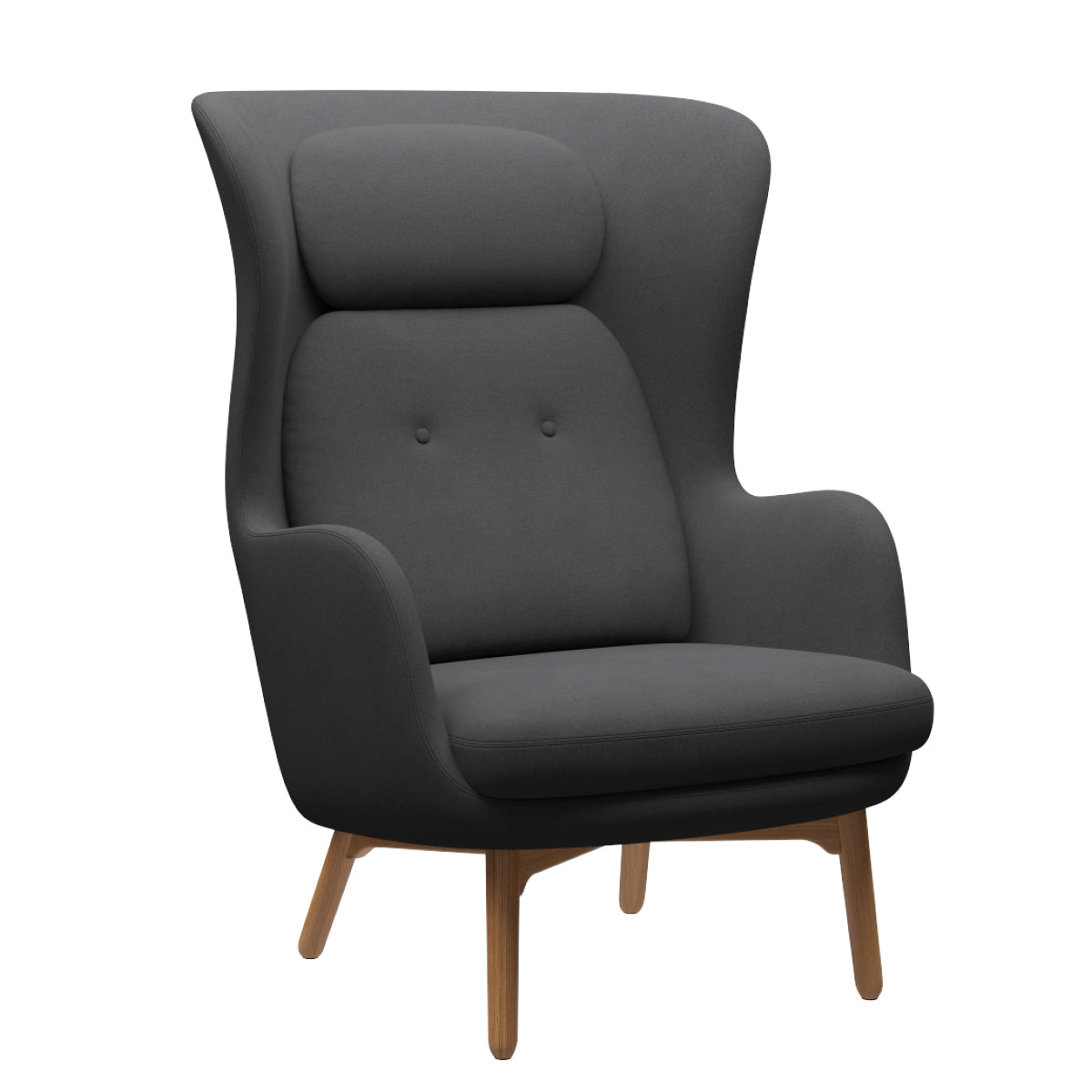 JH2 Ro Lounge Chair - Grey Uni, Clear Lacquered Oak Legs