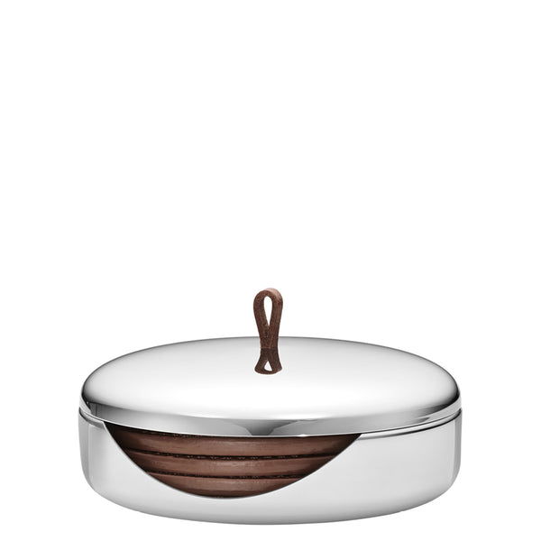 2点セット　ジョングクコースター　9.5センチ Sky Coaster Set, Stainless Steel / Leather – FJØRN Scandinavian